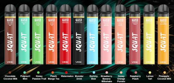 VEIIK Squat Mesh Pluma vape desechable de 1800 inhalaciones 10 piezas múltiples sabores - VEIIK airo pod Chile 280X54